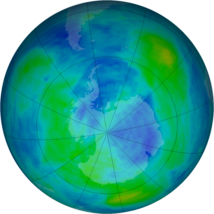 Antarctic ozone map for 20 March 1994